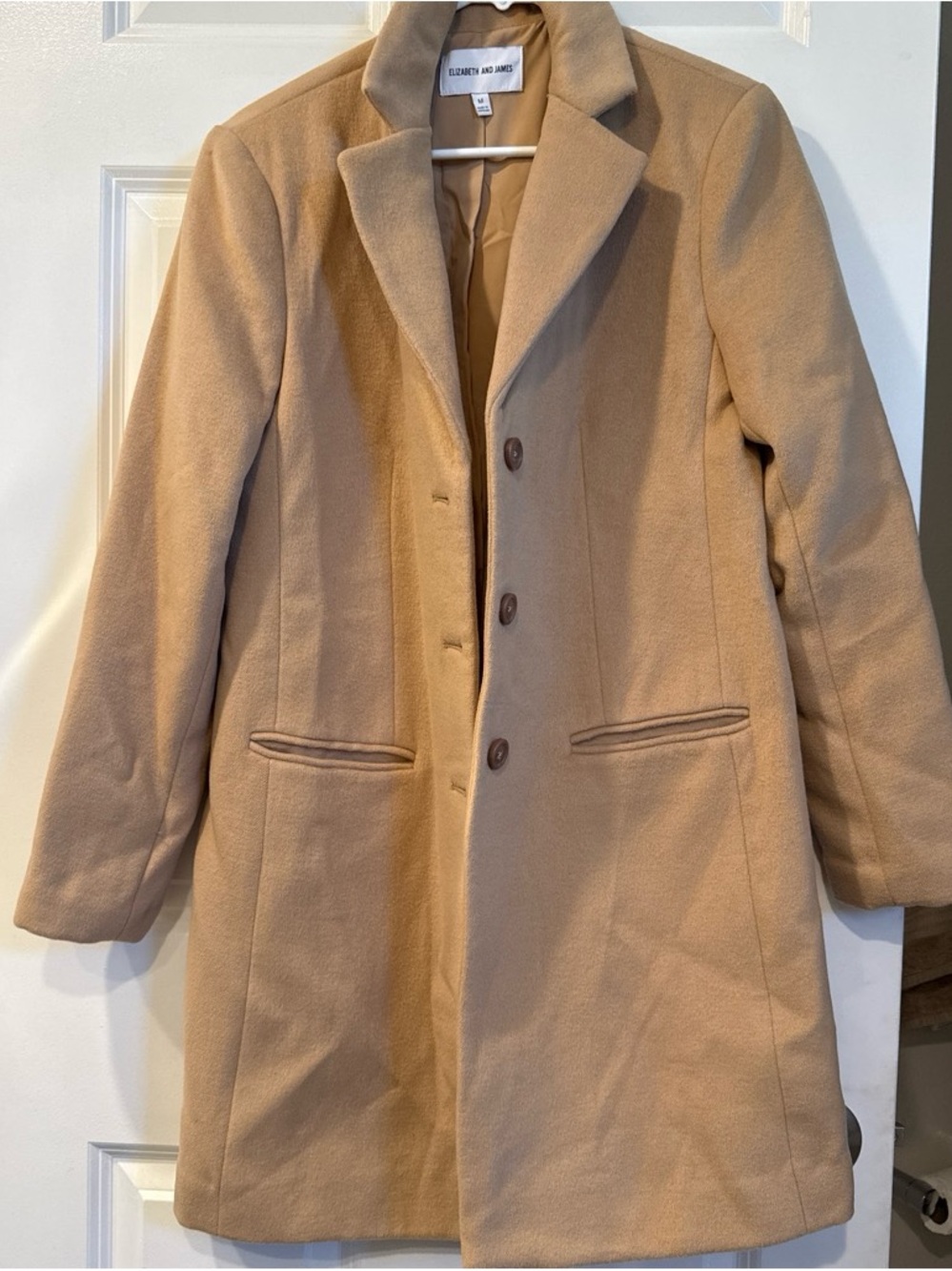 Elizabeth and James Camel Single-Breasted Wool-Blend Pea Coat
